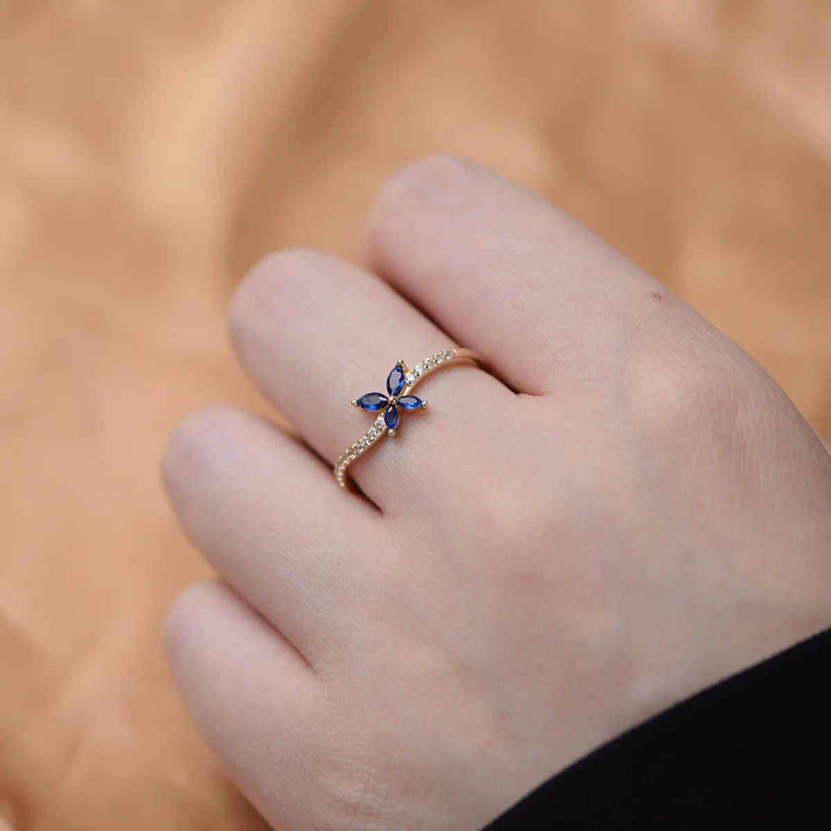 Simple Style Butterfly Sterling Silver Plating Inlay Zircon 14k Gold Plated Rhodium Plated Rings