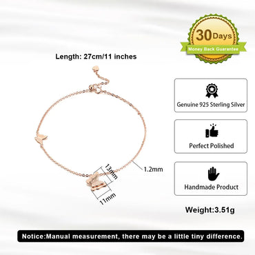 Simple Style Butterfly Sterling Silver Polishing Inlay Zircon Rose Gold Plated White Gold Plated Women'S Anklet