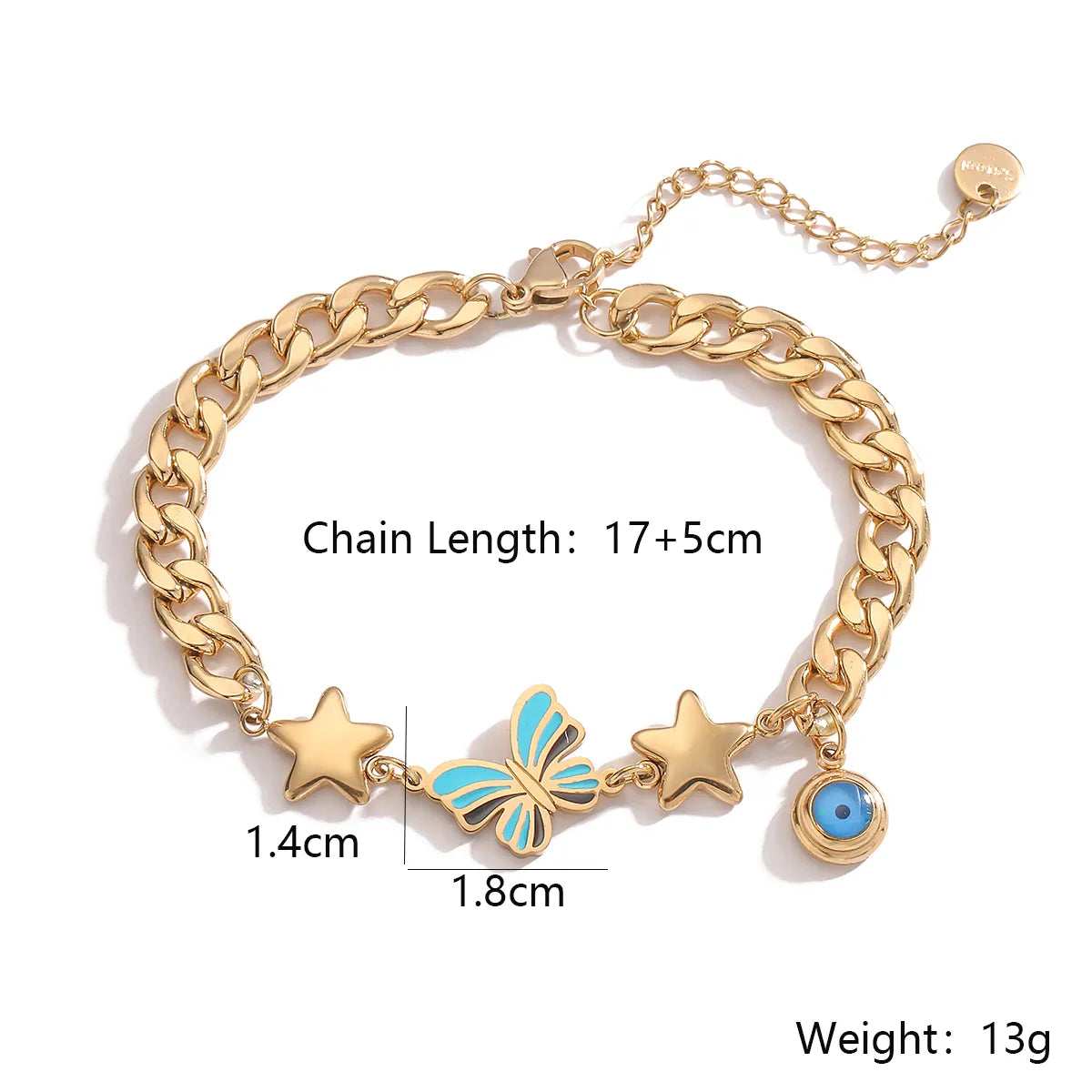 Simple Style Butterfly Titanium Steel Enamel Plating 18k Gold Plated Bracelets