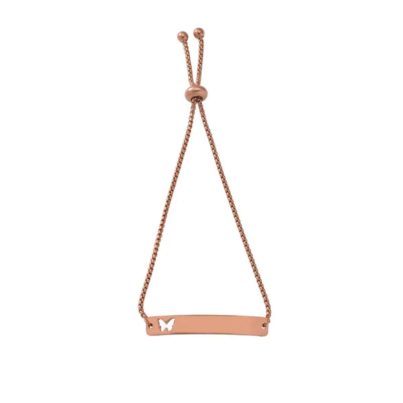 Simple Style Customization Laser Engraving Butterfly Titanium Steel 18K Gold Plated Bracelets In Bulk