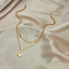 Simple Style Butterfly Titanium Steel Plating 18k Gold Plated Double Layer Necklaces