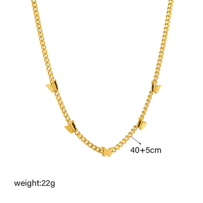 Simple Style Butterfly Titanium Steel Plating 18k Gold Plated Necklace