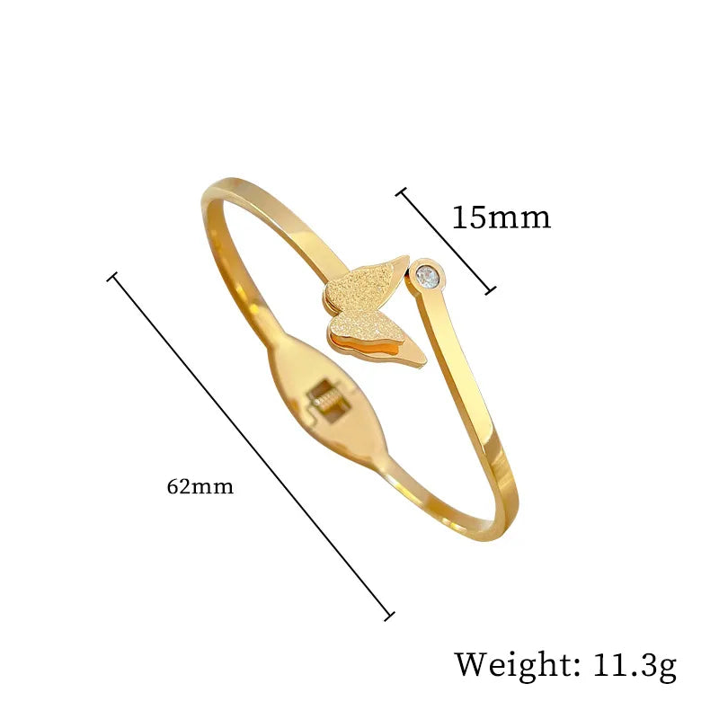 Simple Style Butterfly Titanium Steel Plating Bangle