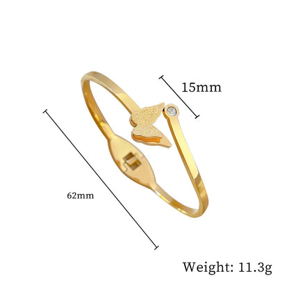 Simple Style Butterfly Titanium Steel Plating Bangle