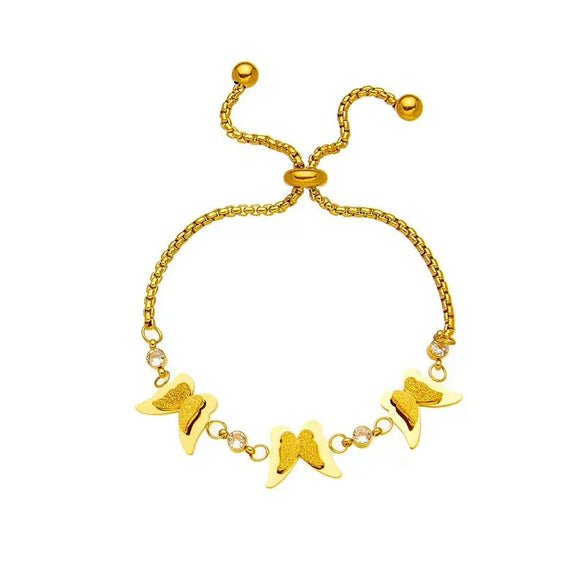 Simple Style Butterfly 304 Stainless Steel 18K Gold Plated Artificial Rhinestones Bracelets In Bulk