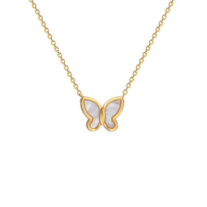 Wholesale Jewelry Simple Style Butterfly Titanium Steel Plating Pendant Necklace