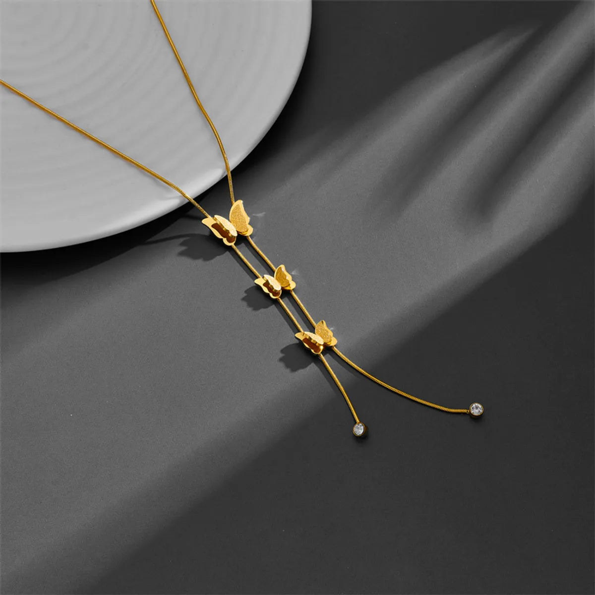 Simple Style Butterfly Titanium Steel Plating Pendant Necklace