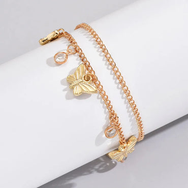 Simple Style Butterfly Zinc Alloy Women'S Anklet