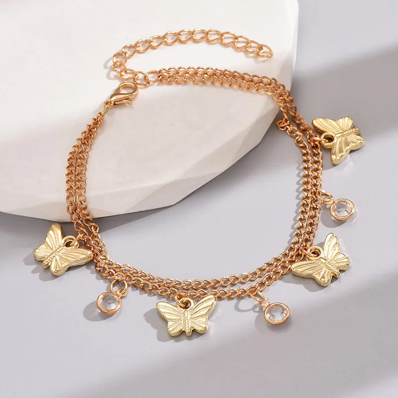 Simple Style Butterfly Zinc Alloy Women'S Anklet