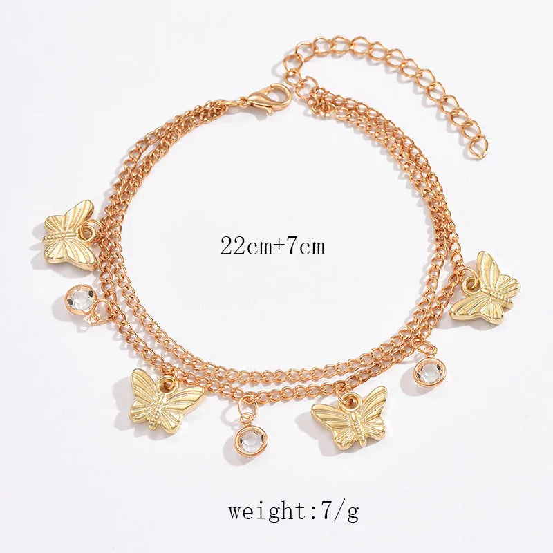 Simple Style Butterfly Zinc Alloy Women'S Anklet