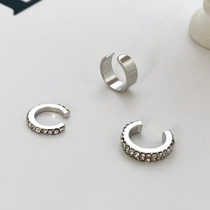 Wholesale Jewelry Simple Style C Shape Alloy Zircon Inlay Ear Clips