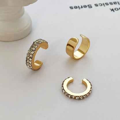 Wholesale Jewelry Simple Style C Shape Alloy Zircon Inlay Ear Clips