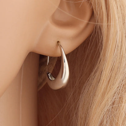 Simple Style C Shape Metal Copper Earrings