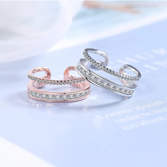 Simple Style C Shape Copper Inlay Artificial Gemstones Open Rings