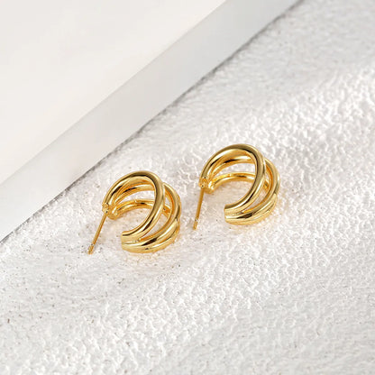 1 Pair Simple Style C Shape Plating Copper Gold Plated Earrings