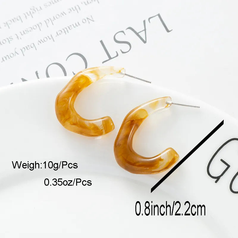 1 Pair Simple Style C Shape Irregular Polishing Resin Ear Studs