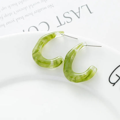 1 Pair Simple Style C Shape Irregular Polishing Resin Ear Studs