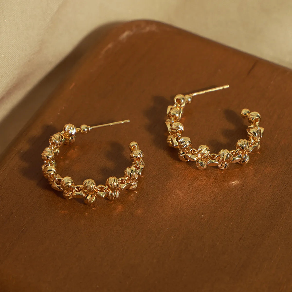 Simple Style C Shape Plating Copper 18k Gold Plated Ear Studs