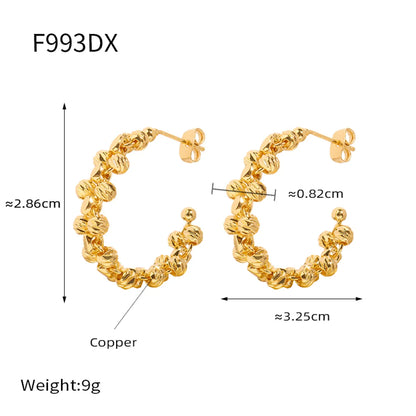 Simple Style C Shape Plating Copper 18k Gold Plated Ear Studs