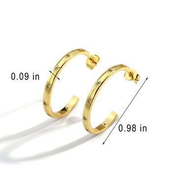 Simple Style C Shape Plating Copper Zircon 18k Gold Plated Ear Studs