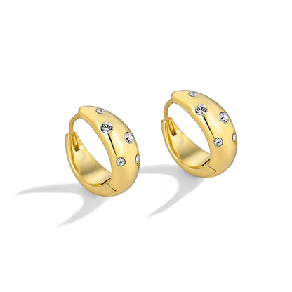 Simple Style C Shape Plating Copper Zircon 18k Gold Plated Ear Studs