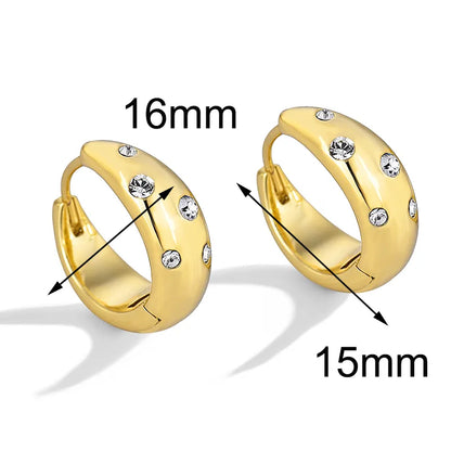 Simple Style C Shape Plating Copper Zircon 18k Gold Plated Ear Studs