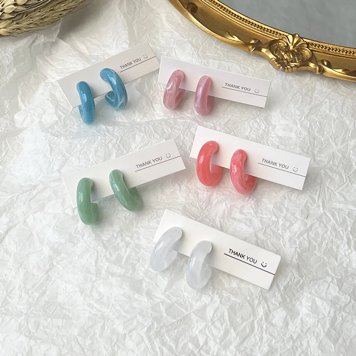 1 Pair Simple Style C Shape Resin Ear Studs