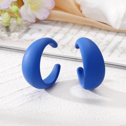 1 Pair Simple Style C Shape Solid Color Resin Ear Studs