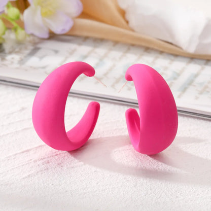 1 Pair Simple Style C Shape Solid Color Resin Ear Studs