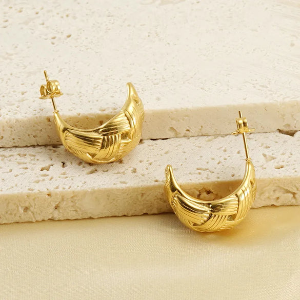 1 Pair Simple Style C Shape Plating 304 Stainless Steel 18K Gold Plated Ear Studs