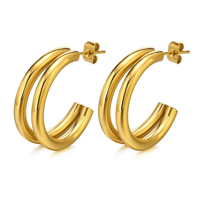 1 Pair Simple Style C Shape Plating Stainless Steel Gold Plated Ear Studs