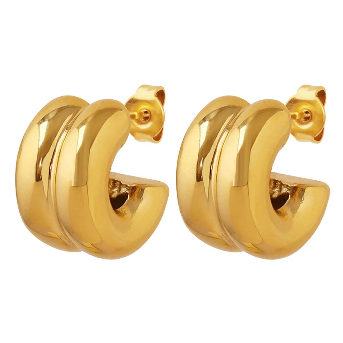 1 Pair Simple Style C Shape Plating Titanium Steel 18k Gold Plated Ear Studs