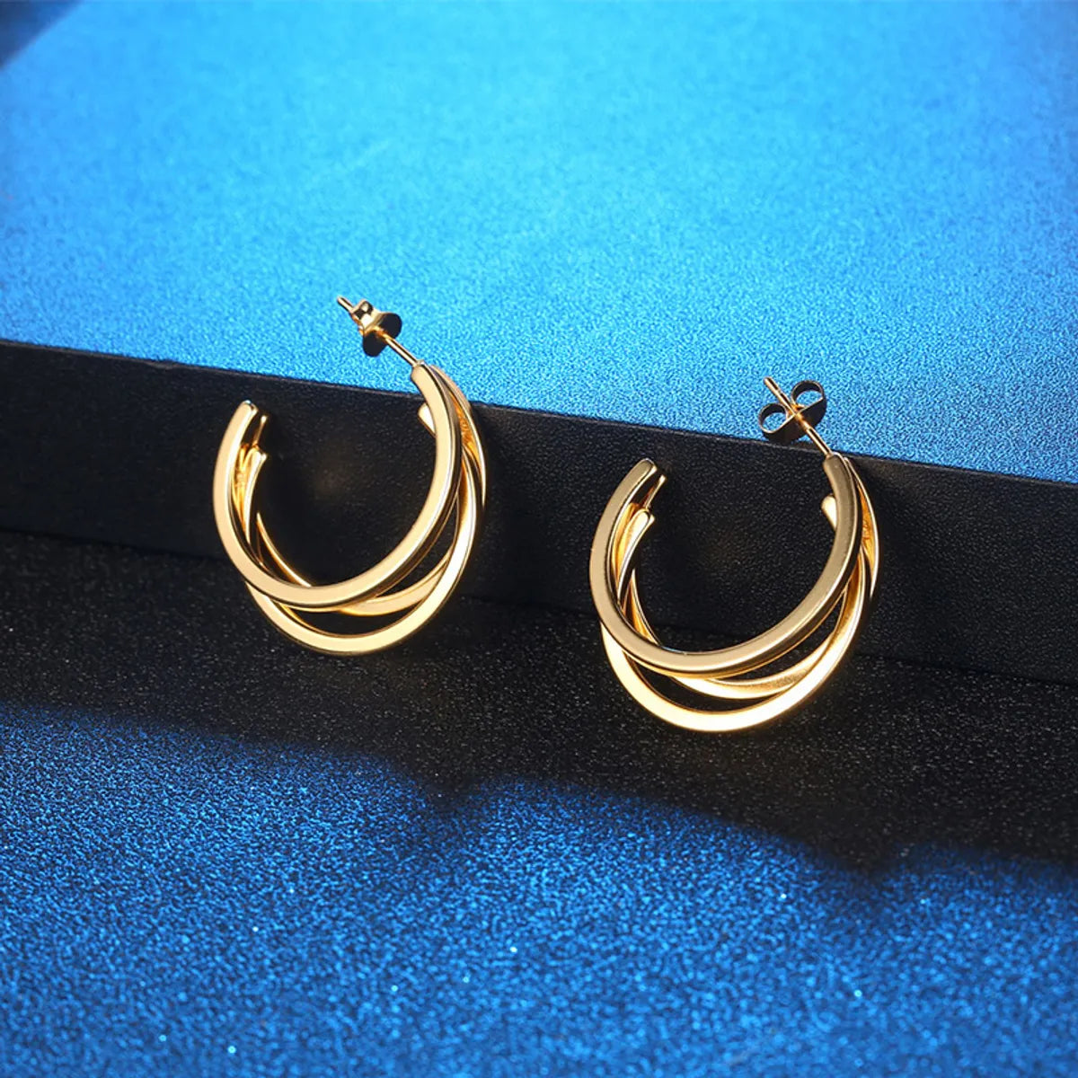 1 Pair Simple Style C Shape Plating Titanium Steel Ear Studs