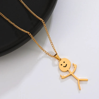 Wholesale Jewelry Simple Style Cartoon Character Stainless Steel None Gold Plated Plating Pendant Necklace