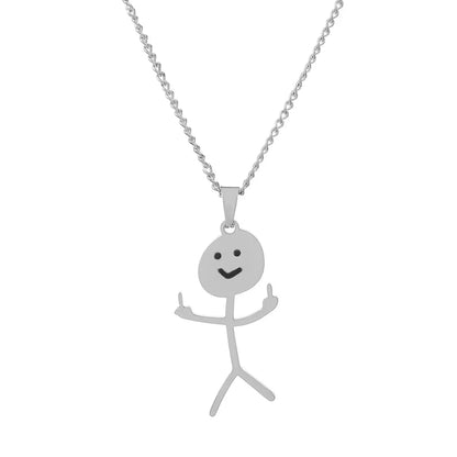 Wholesale Jewelry Simple Style Cartoon Character Stainless Steel None Gold Plated Plating Pendant Necklace