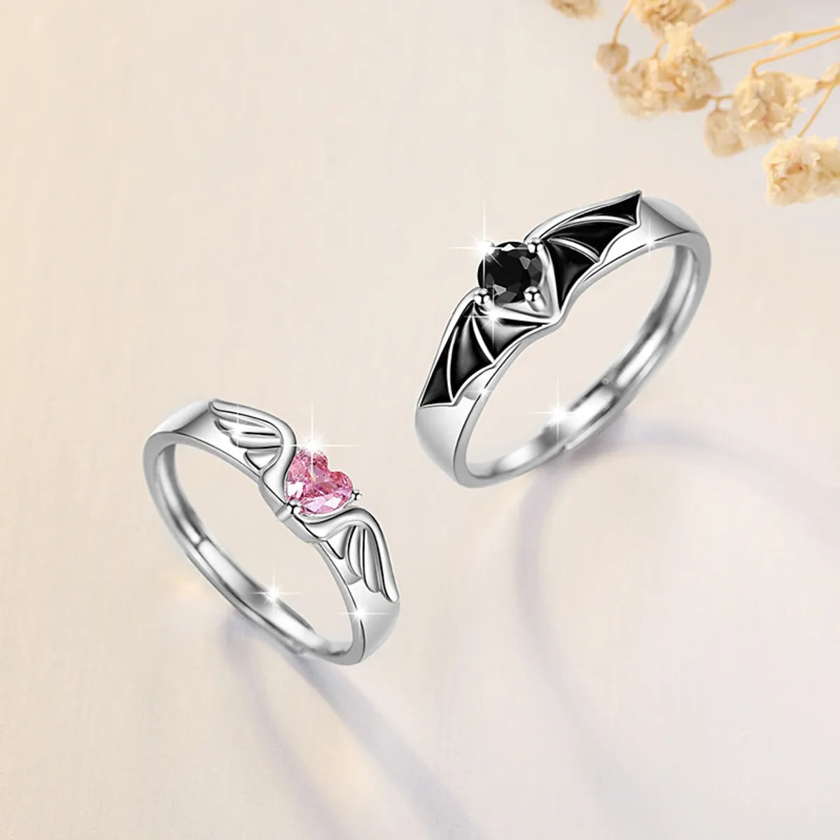 Simple Style Cartoon Character Sterling Silver Inlay Zircon Rings