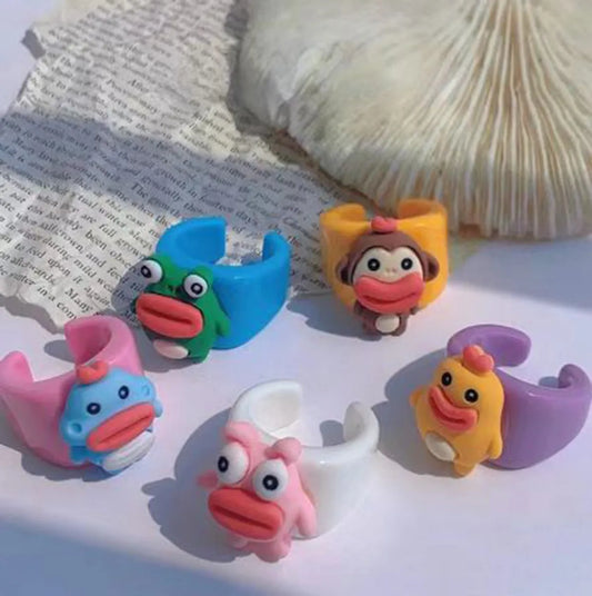 Simple Style Cartoon Plastic Resin Handmade Women's Open Rings