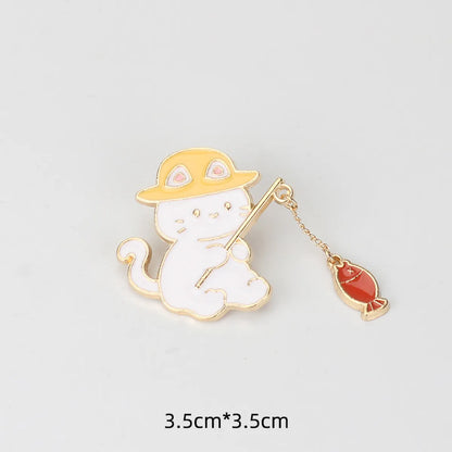 Simple Style Cat Alloy Enamel Couple Brooches