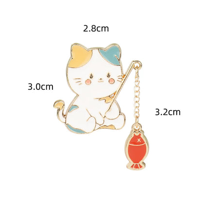 Simple Style Cat Alloy Enamel Couple Brooches