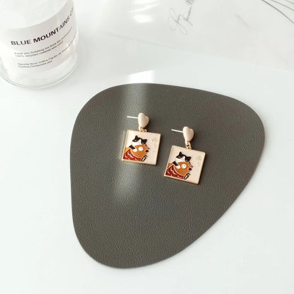 Simple Style Cat Alloy Enamel Drop Earrings 1 Pair