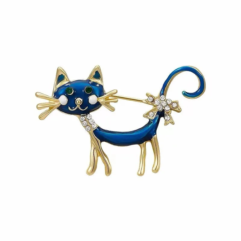 Simple Style Cat Alloy Enamel Inlay Rhinestones Pearl Women'S Brooches