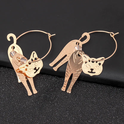 1 Pair Simple Style Cat Plating Alloy Dangling Earrings