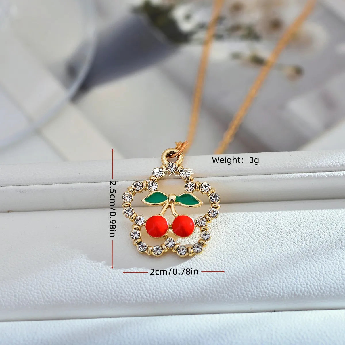 Simple Style Cherry Alloy Titanium Steel Plating Inlay Rhinestones Women's Pendant Necklace