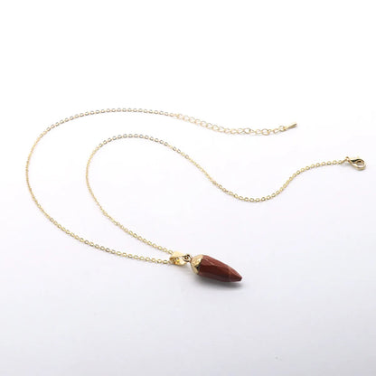 Simple Style Chili Natural Stone Polishing Pendant Necklace