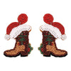 Simple Style Christmas Hat Christmas Socks Boots Beaded Alloy Handmade Women'S Drop Earrings 1 Pair