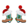 Simple Style Christmas Hat Christmas Socks Boots Beaded Alloy Handmade Women'S Drop Earrings 1 Pair