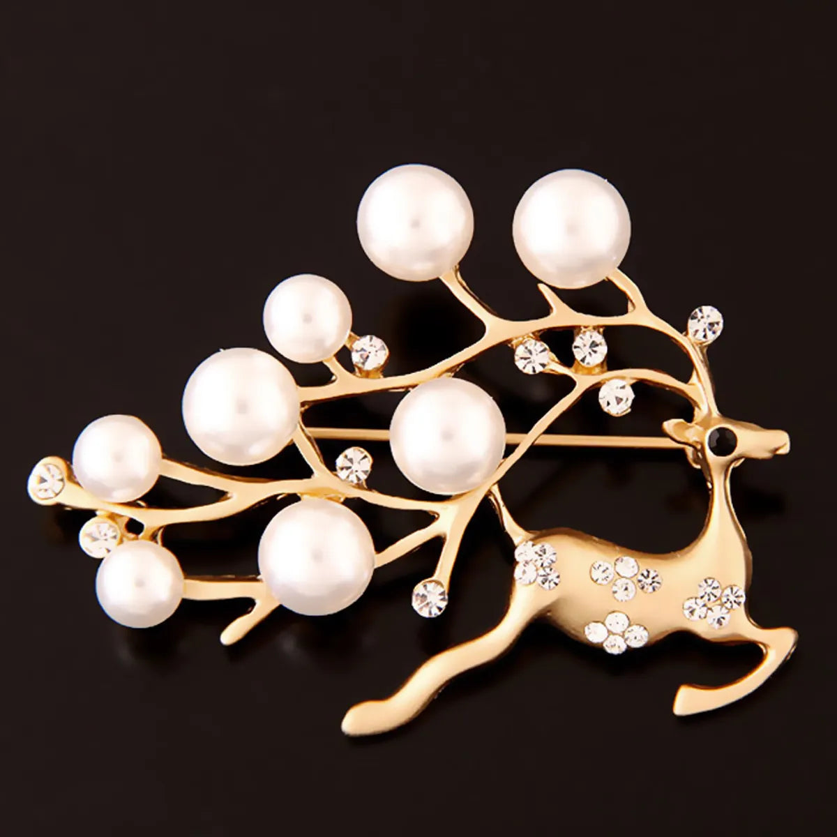 Simple Style Christmas Tree Alloy Inlay Rhinestones Pearl Women'S Brooches 1 Piece