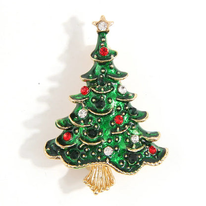 Simple Style Christmas Tree Alloy Inlay Rhinestones Pearl Women'S Brooches 1 Piece