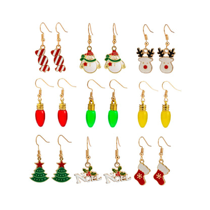 Simple Style Christmas Tree Bulb Snowman Arylic Alloy Plating Three-dimensional Women's Earrings 1 Pair