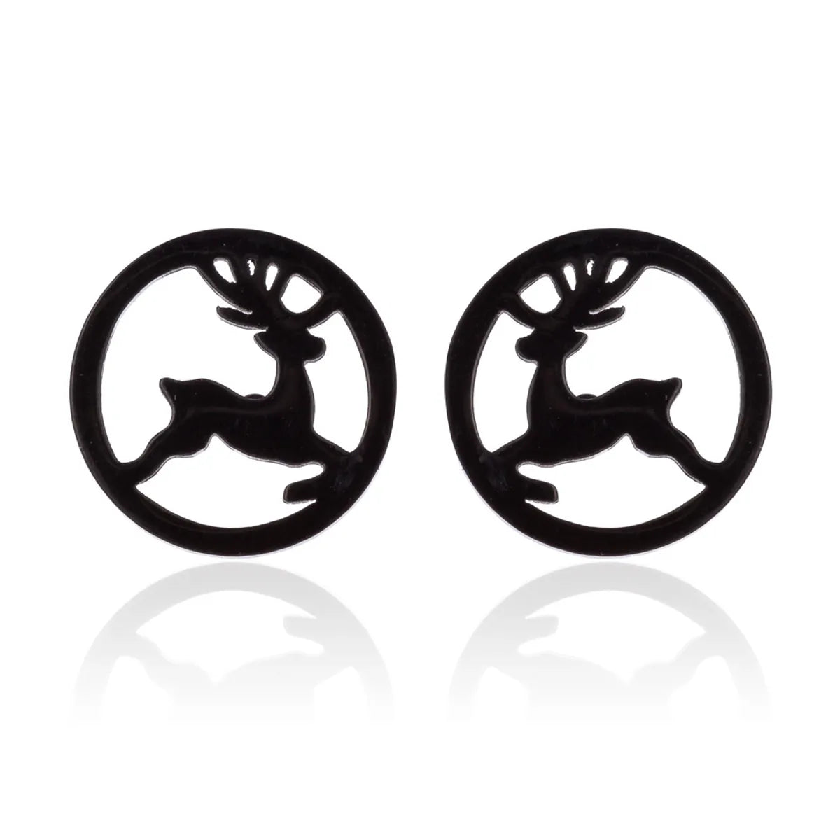 Simple Style Christmas Tree Heart Shape Elk Stainless Steel Plating Hollow Out Ear Studs 1 Pair